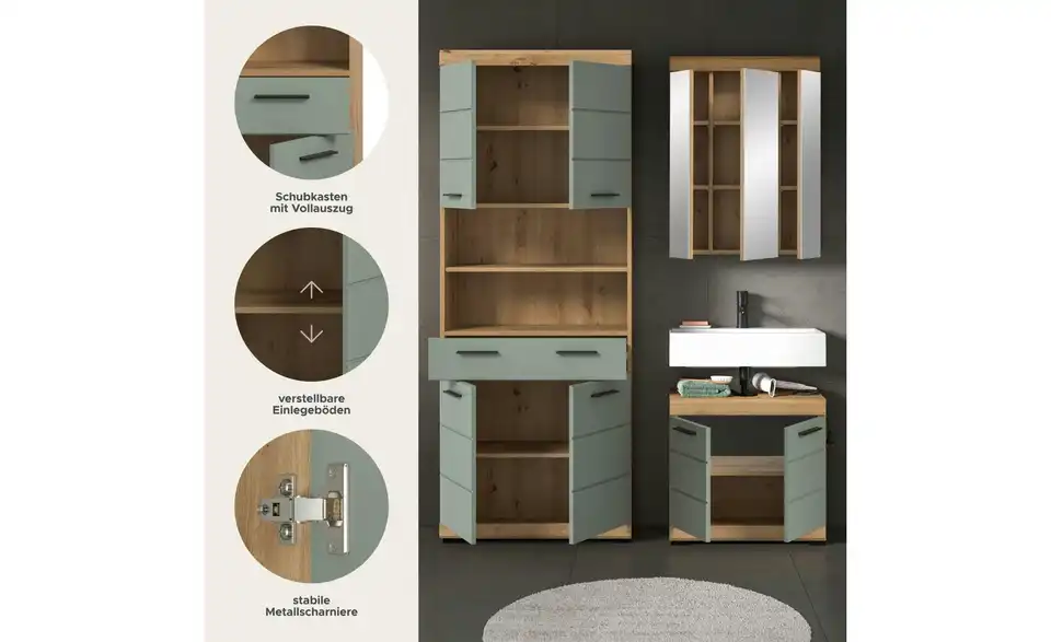 Badkombination, Bild mit Text