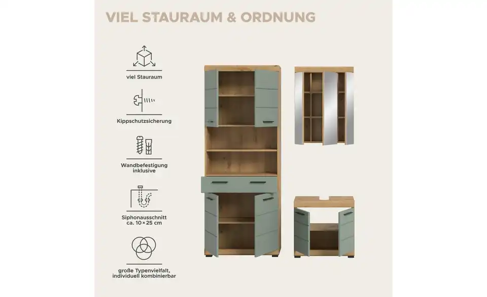 Badkombination, Bild mit Text