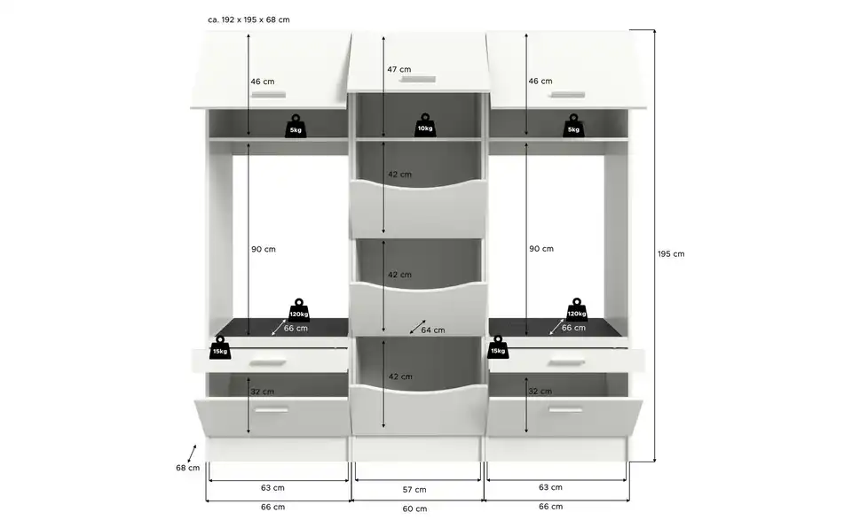 Waschmaschinenumbau Set Frillensee, Bemaßung