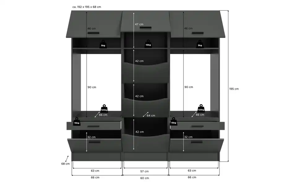Waschmaschinenumbau Set Frillensee, Bemaßung