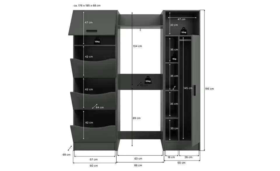 Waschmaschinenumbau Set, Bemaßung