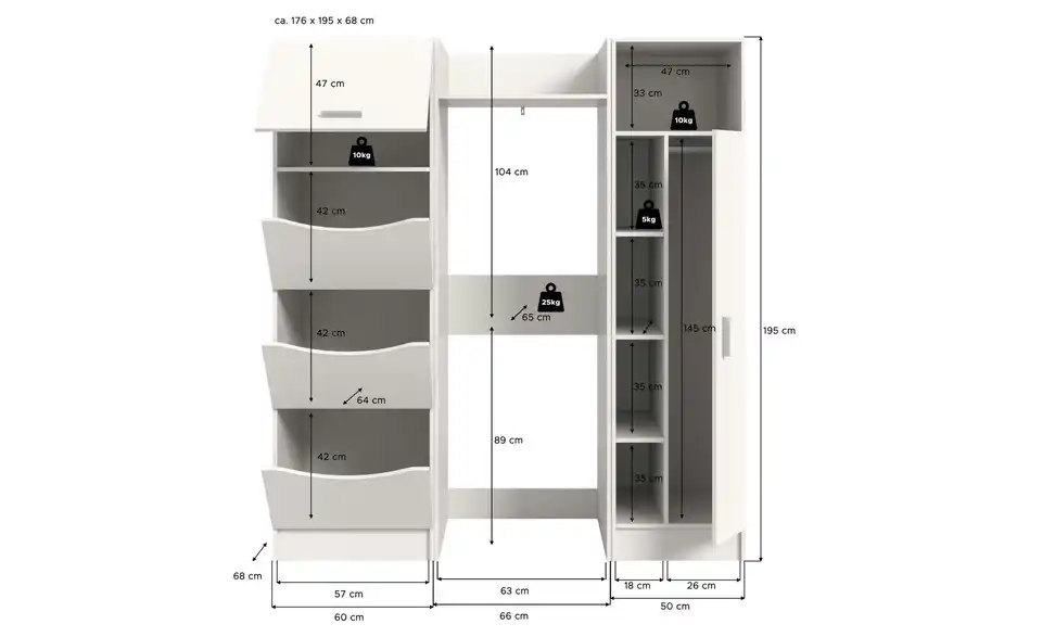 Waschmaschinenumbau Set, Bemaßung