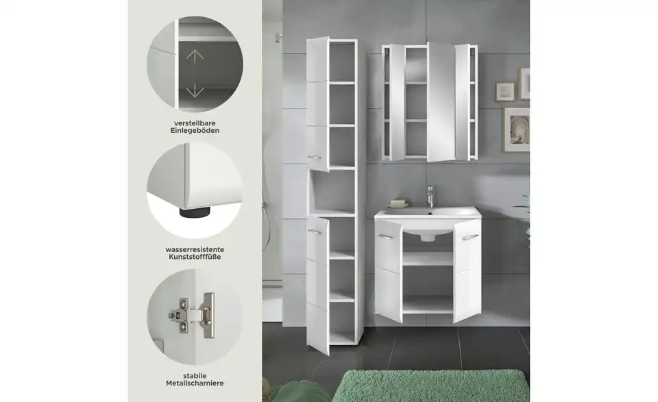 Badkombination, Bild mit Text