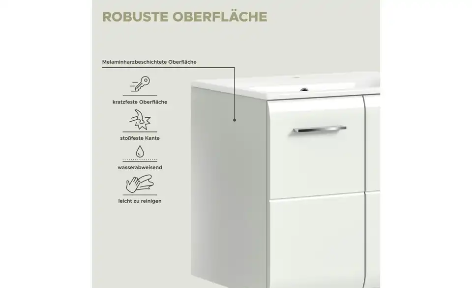 Badkombination, Bild mit Text