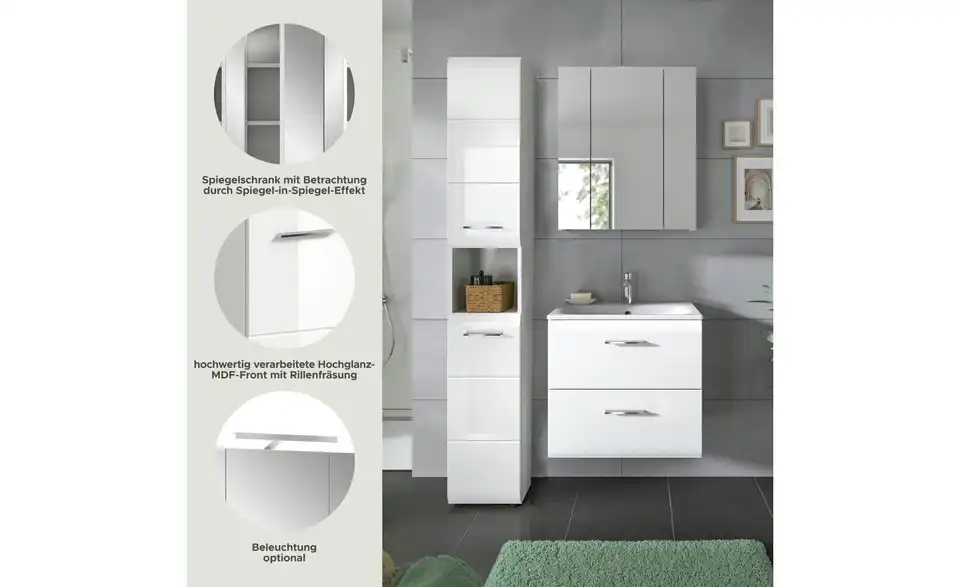 Badkombination, Bild mit Text