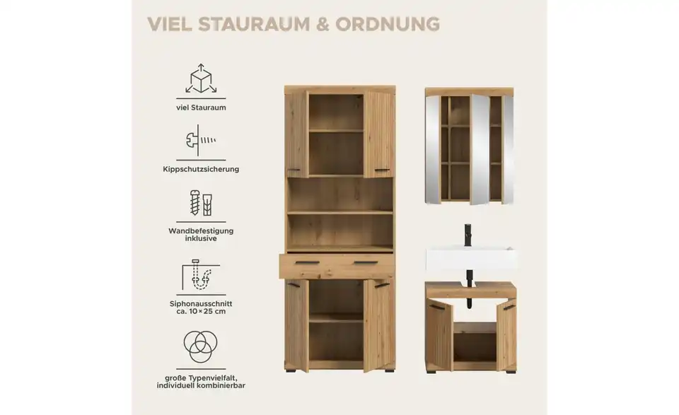 Badkombination, Bild mit Text