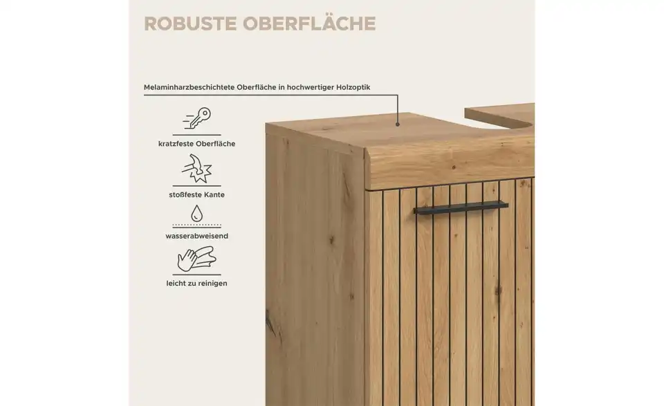 Badkombination, Bild mit Text