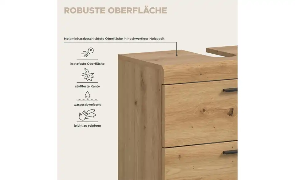 Badkombination, Bild mit Text