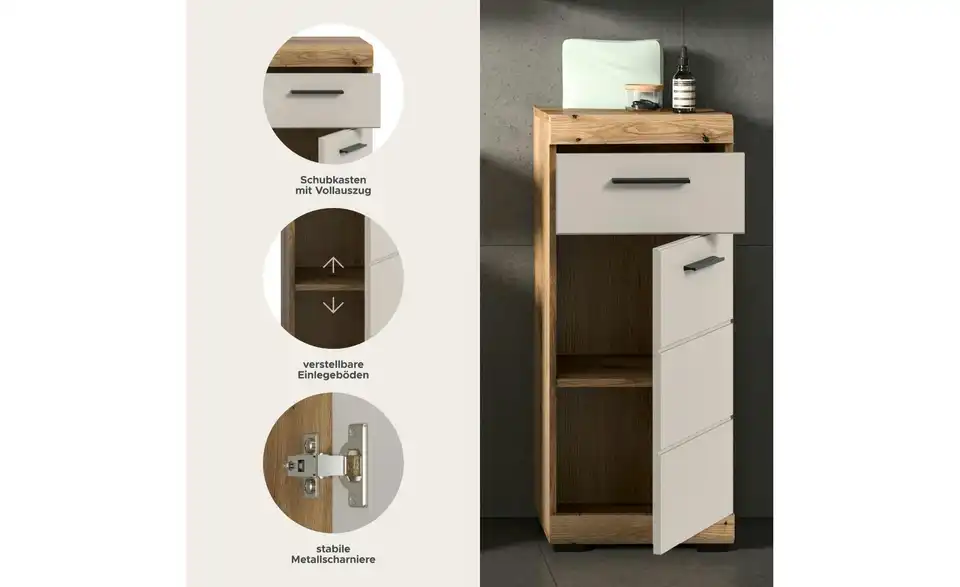 Midischrank, Bild mit Text