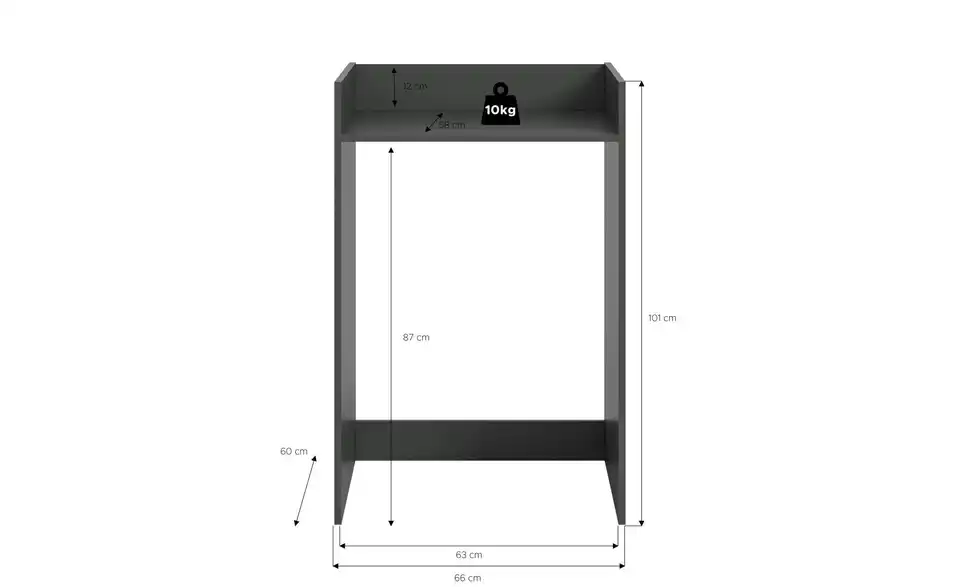 Waschmaschinenüberbau, Bemaßung