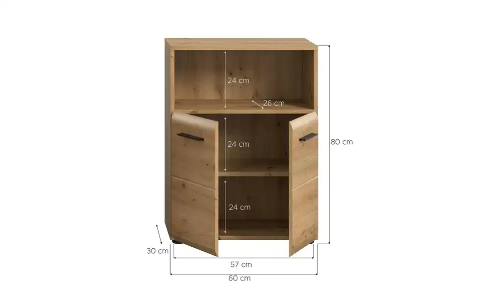 Midischrank, Bemaßung