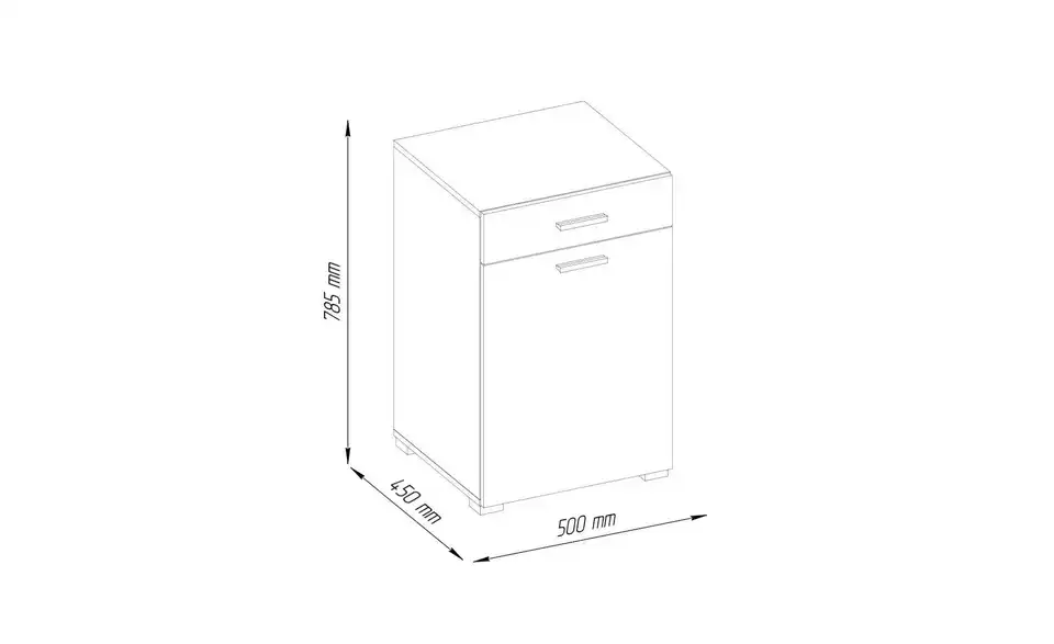 Midischrank, Bemaßung