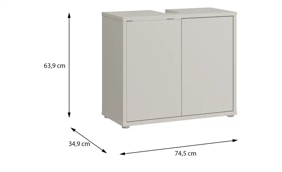 Waschbeckenunterschrank Bolognano, Bemaßung