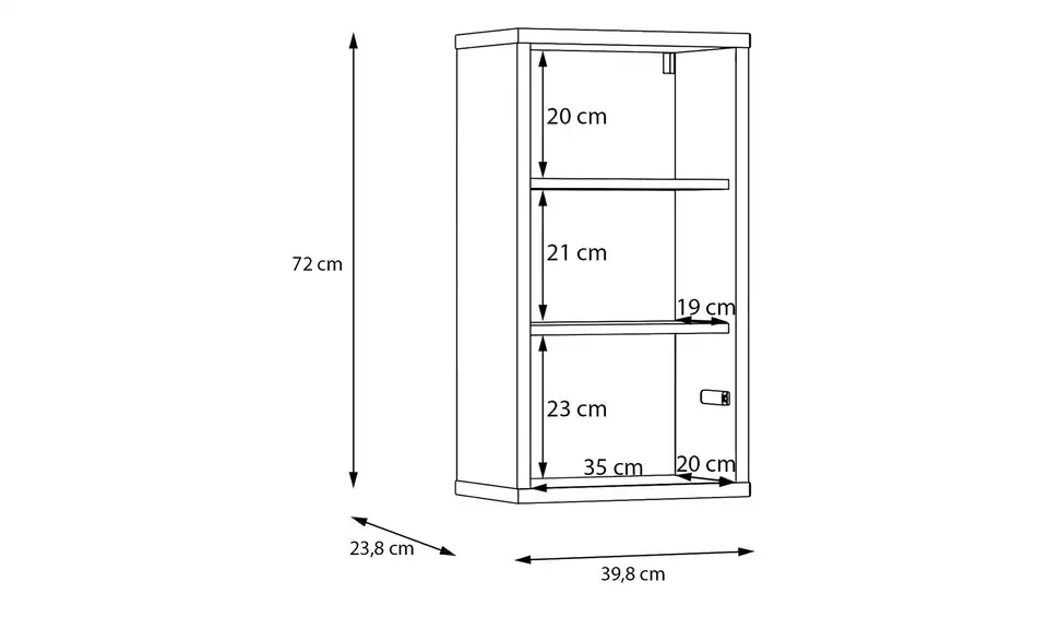 Hängeschrank Bolognano, Bemaßung