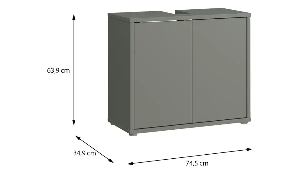 Waschbeckenunterschrank Bolognano, Bemaßung