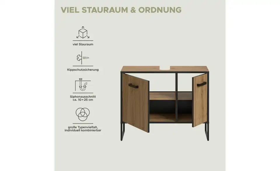 Waschbeckenunterschrank, Bild mit Text