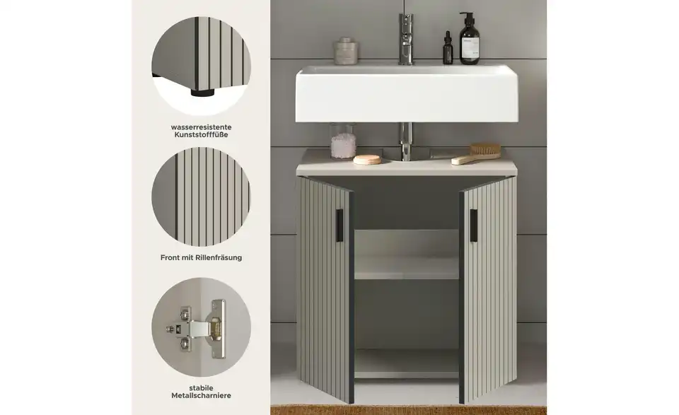 Waschbeckenunterschrank, Bild mit Text