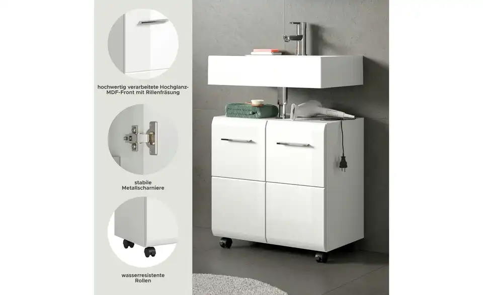 Waschbeckenunterschrank, Bild mit Text