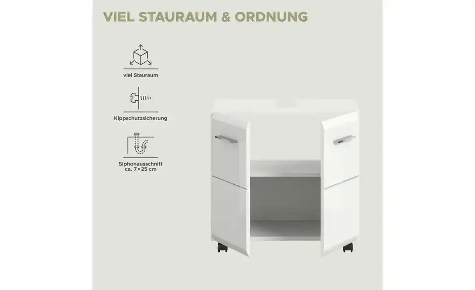 Waschbeckenunterschrank, Bild mit Text