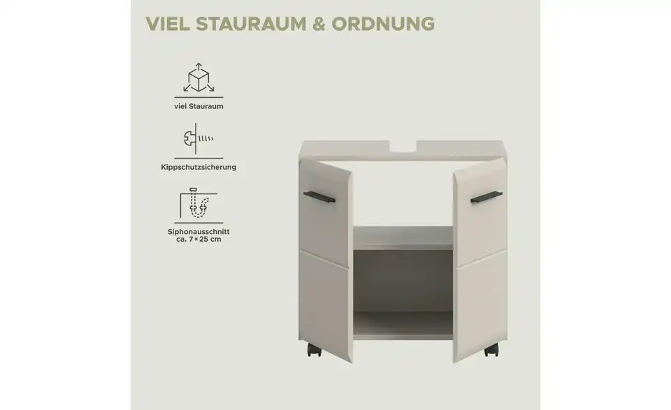 Waschbeckenunterschrank, Bild mit Text