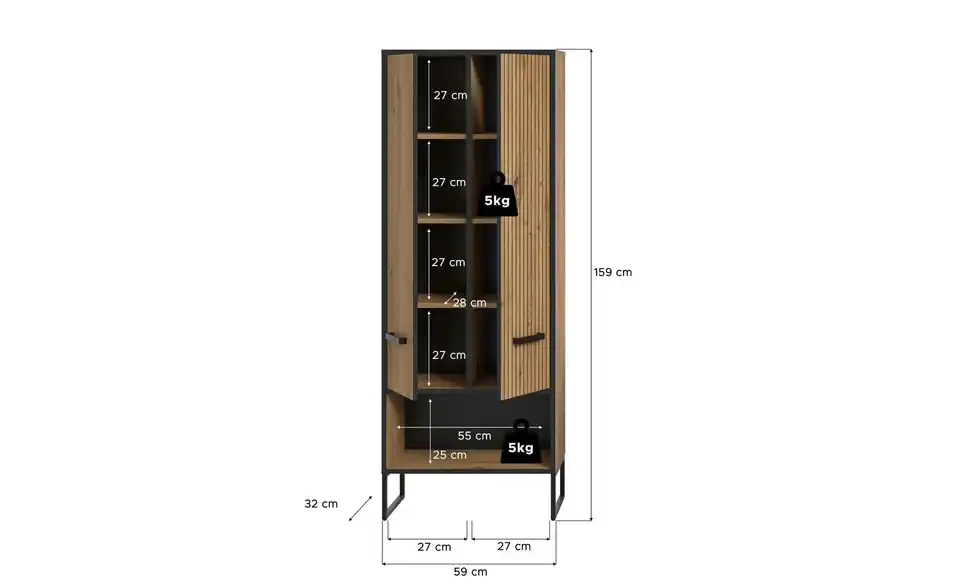 Hochschrank, Bemaßung