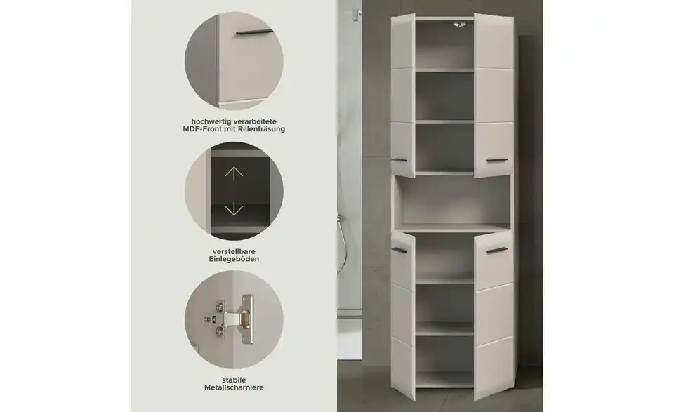 Hochschrank, Bild mit Text