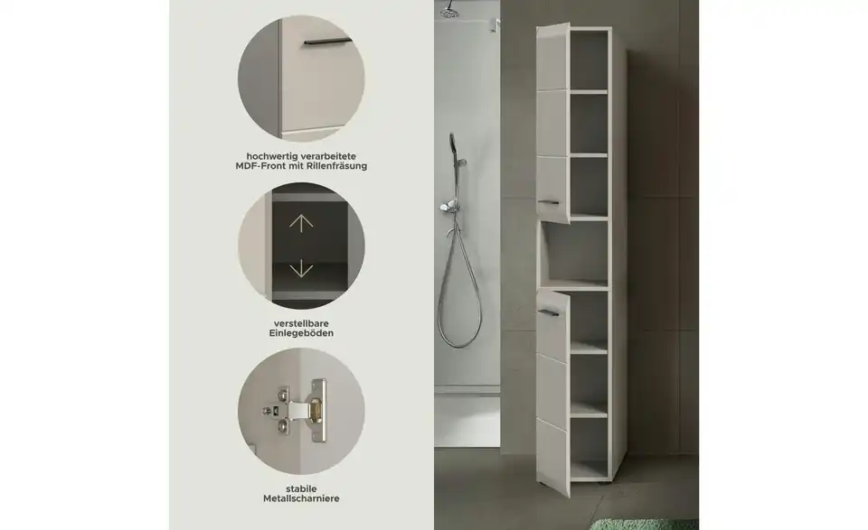 Hochschrank, Bild mit Text