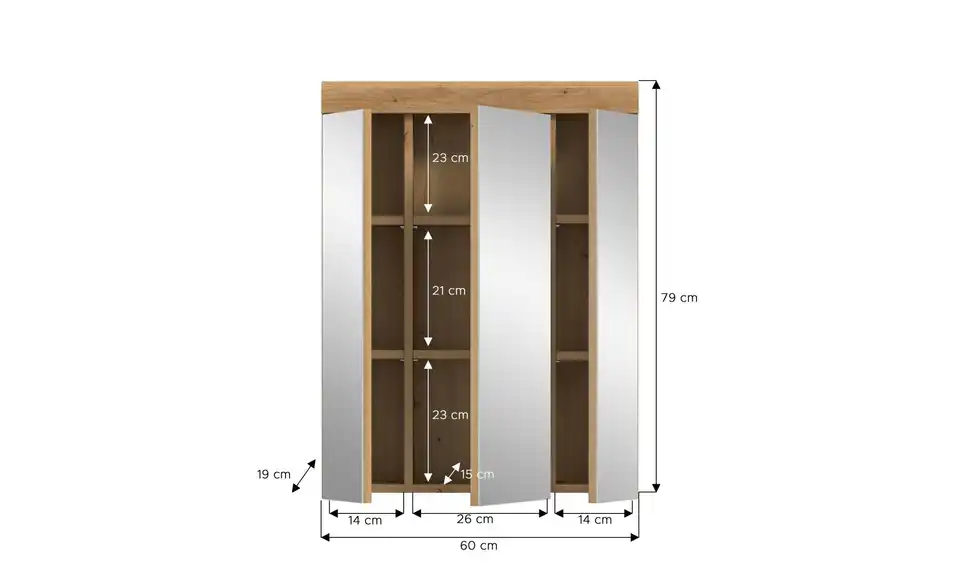 Spiegelschrank, Bemaßung