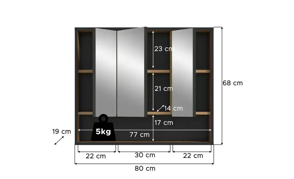 Spiegelschrank, Bemaßung