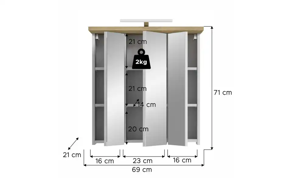 Spiegelschrank, Bemaßung