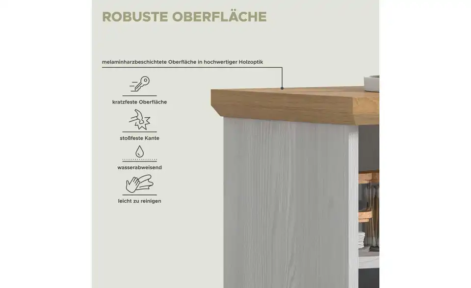 Midischrank, Bild mit Text