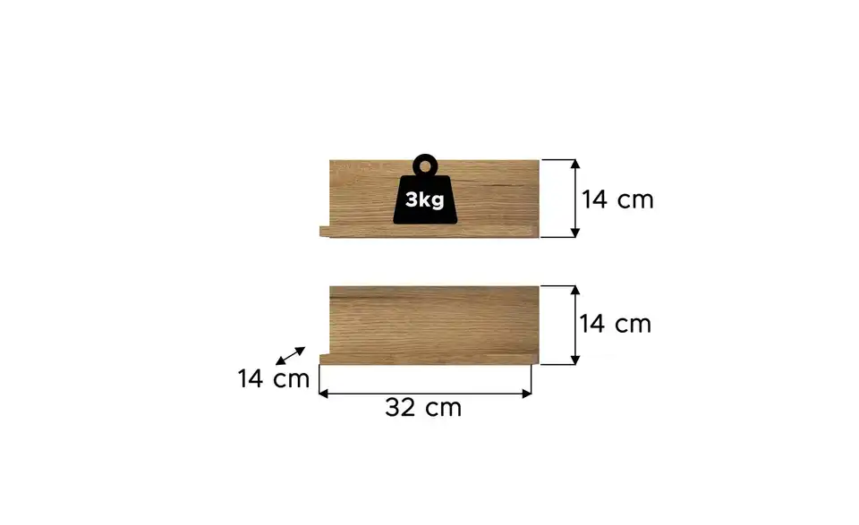 Wandregal Set, Bemaßung