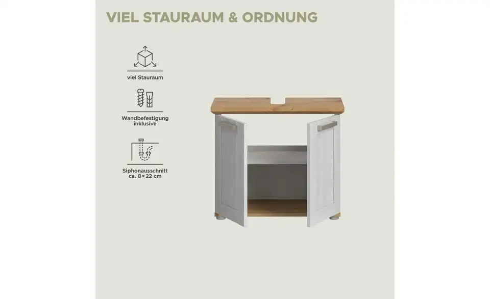 Waschbeckenunterschrank, Bild mit Text