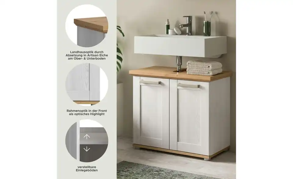 Waschbeckenunterschrank, Bild mit Text