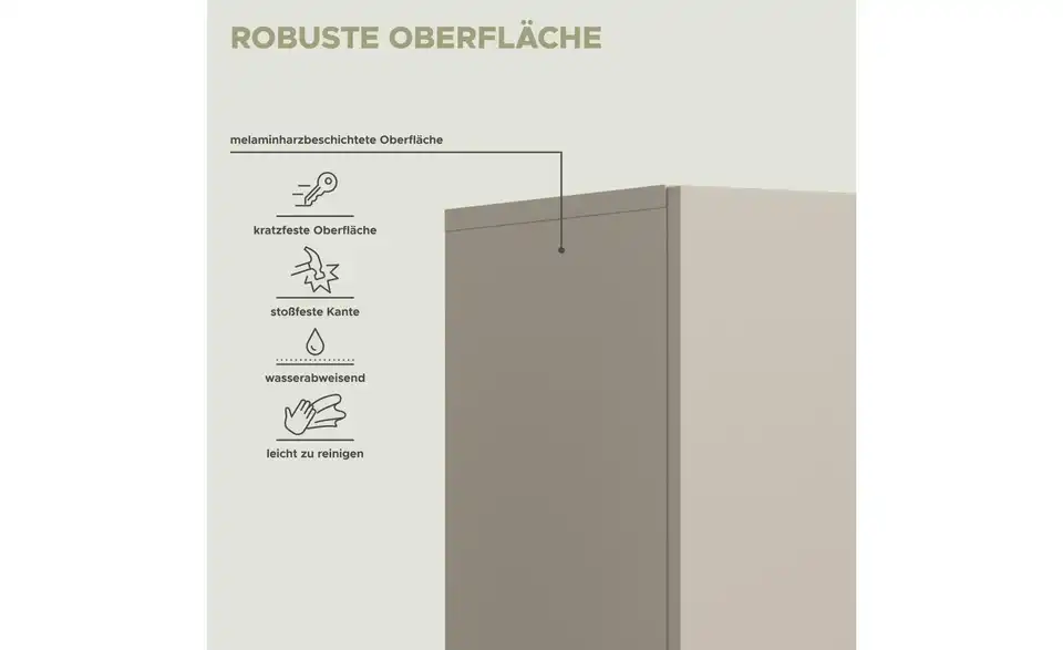 Hochschrank, Bild mit Text
