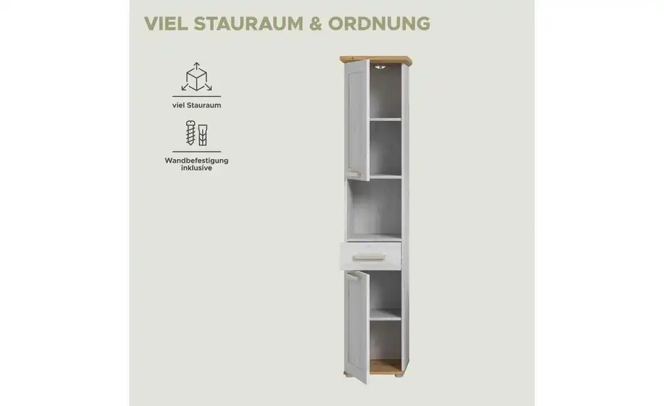 Hochschrank, Bild mit Text