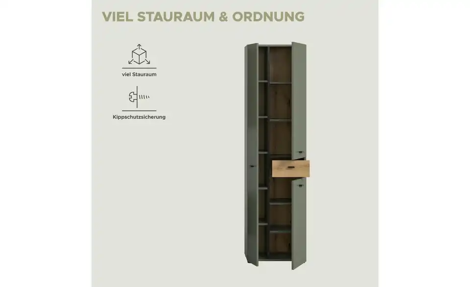 Hochschrank, Bild mit Text
