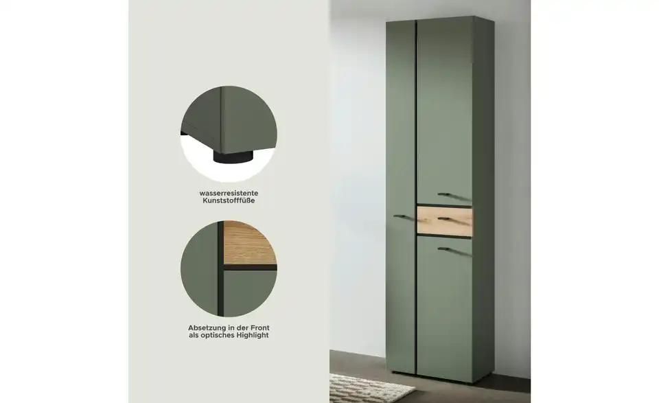 Hochschrank, Bild mit Text