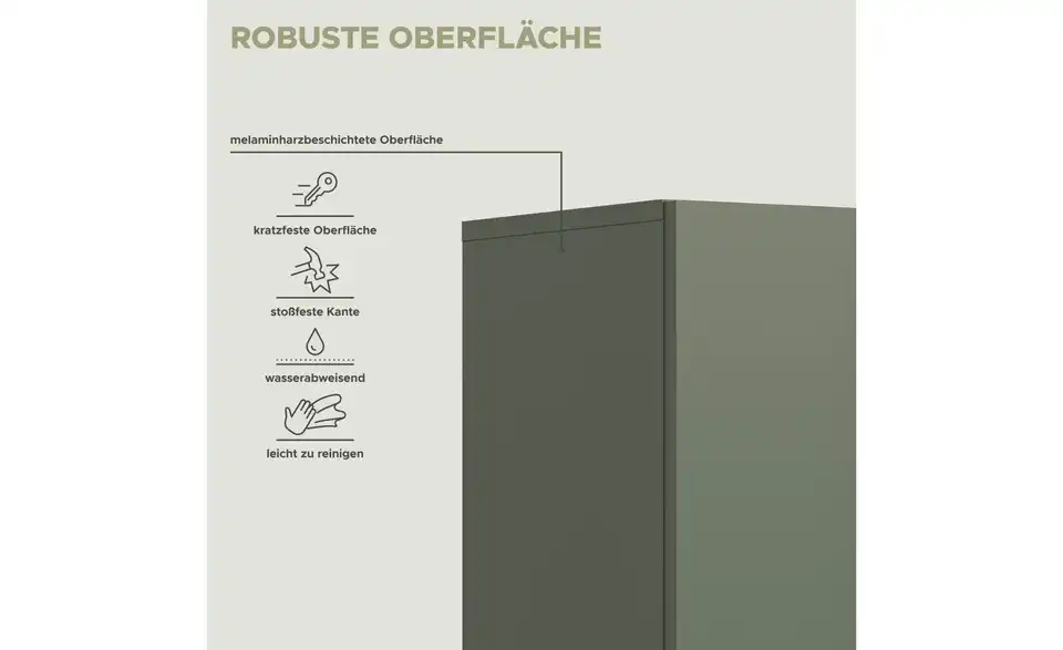 Hochschrank, Bild mit Text