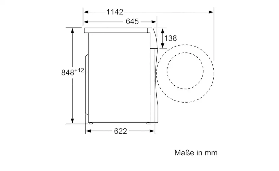 SIEMENS Waschtrockner WN54C2A40, Bemaßung