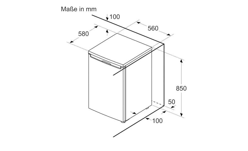 BOSCH Gefrierschrank GTV15NWEB, Bemaßung