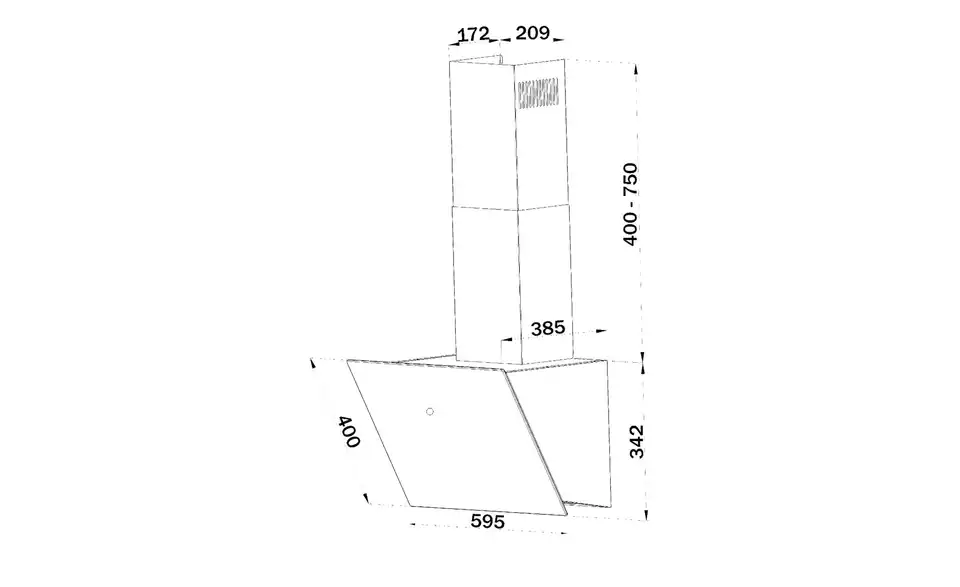 Bomann Dunsabzugshaube DU7606.1G sw, Bemaßung