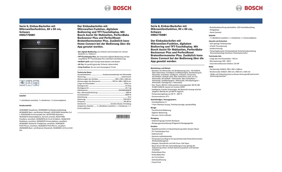BOSCH Einbau-Backofen HMG776NB1