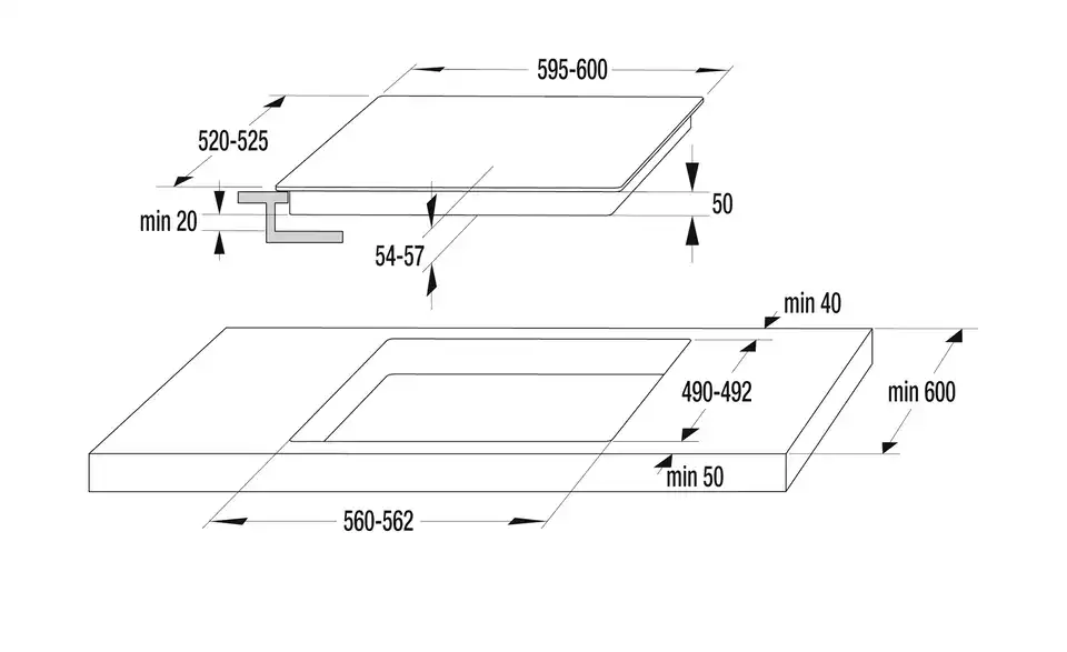 gorenje Einbau-Herdset Gorenje Red Pepper Set SCB, Bemaßung