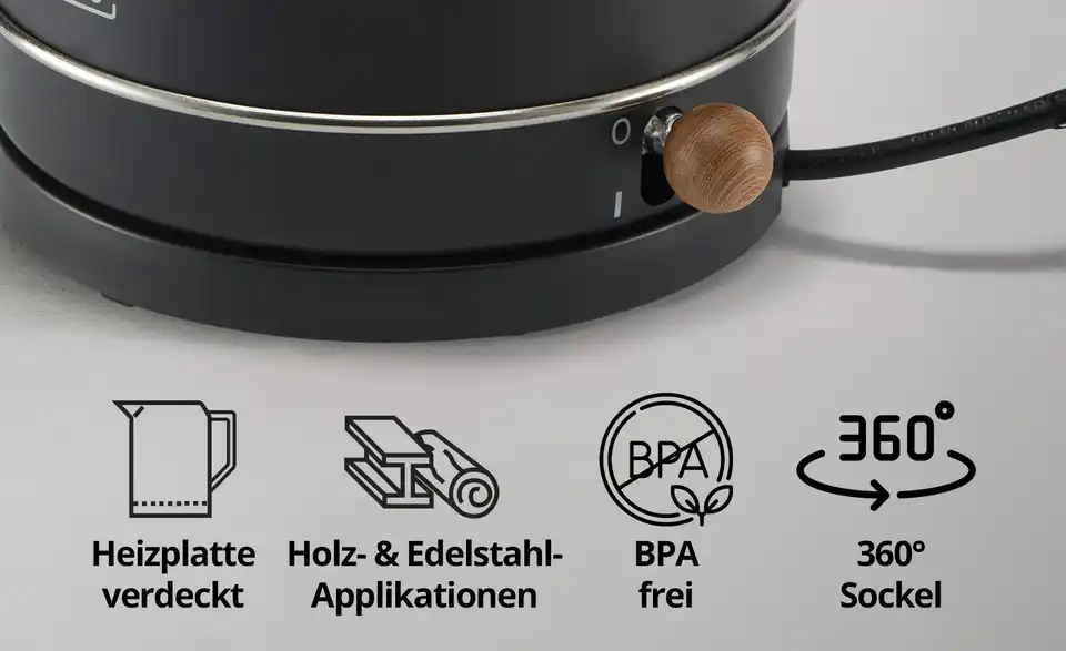 KHG Wasserkocher WK-2200 MSH, Bild mit Text