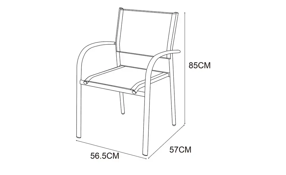 a casa mia Gartensessel Narvik, Bemaßung