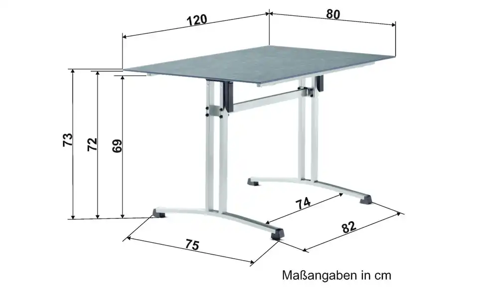 Sieger Gastro-Tisch Polytec Platte, Bemaßung