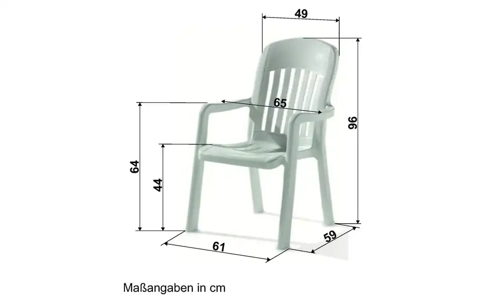 Sieger Stapelsessel, Bemaßung