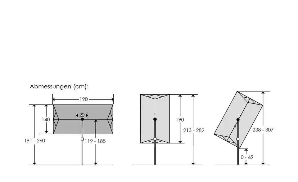 Schneider Schirme Sonnenschirm Novara, Bemaßung