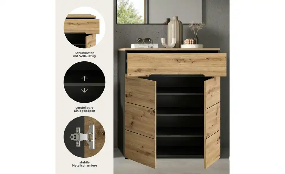Schuhschrank Canu, Bild mit Text